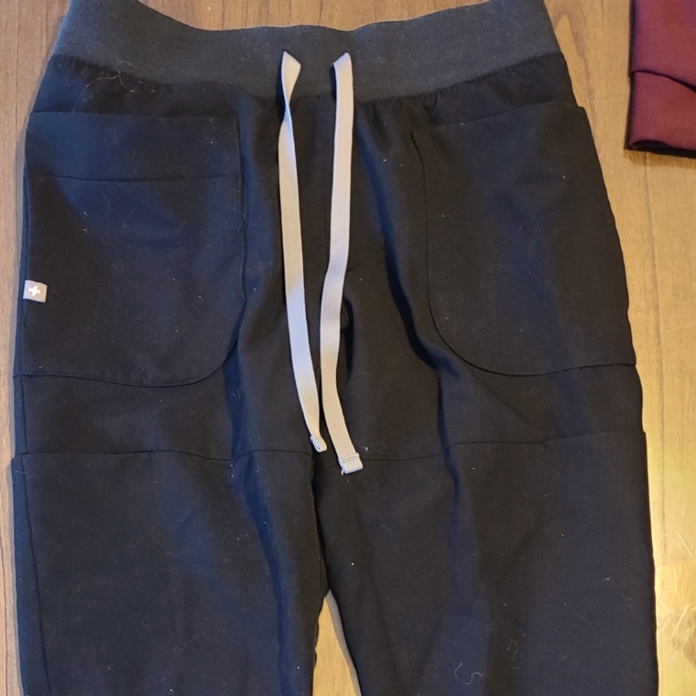 Figs Black Jogger Pants with Gray Waistband